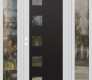 Modern Steel Front Door Diamond C5 68" x 80" white/white clear Glass Panel black RHI with 2 Sidelites clear Glass