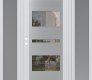 Modern Steel Front Door Diamond C10 64" x 80" white/white clear Glass Panel stainless steel RHI with 2 Sidelites frosted Glass