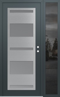 Diamond C10 48" x 80" anthracite/anthracite frosted Glass Panel stainless steel LHI with Sidelite mirrored Glass