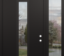 DIAMOND A11 52" X 96" BLACK/BLACK CLEAR GLASS PANEL BLACK RHI WITH SIDELITE AND TRANSOM CLEAR GLASS