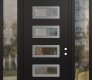 Modern Steel Front Door Diamond D1 68" x 96" black/black clear Glass Panel stainless steel LHI with 2 Sidelites and Transom clear Glass