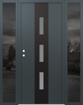 DIAMOND A7 64" X 80" ANTHRACITE/ANTHRACITE FROSTED GLASS PANEL BLACK RHI WITH 2 SIDELITES MIRRORED GLASS