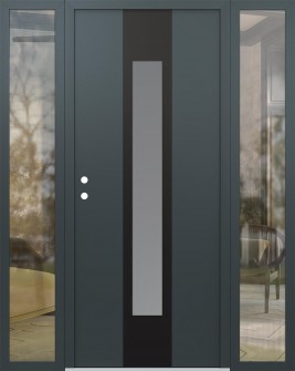 DIAMOND A1 60" X 80" ANTHRACITE/ANTHRACITE FROSTED GLASS PANEL BLACK RHI WITH 2 SIDELITES CLEAR GLASS