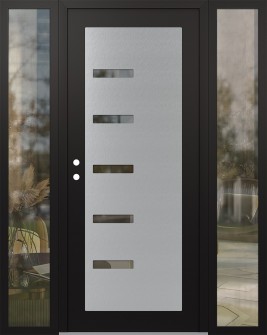 Diamond C8 64" x 80" black/black clear Glass Panel stainless steel RHI with 2 Sidelites clear Glass