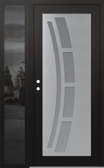 Diamond C12 50" x 80" black/white frosted Glass Panel stainless steel RHI with Sidelite mirrored Glass