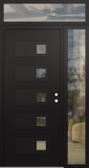 Diamond D2 52" x 96" black/black clear Glass Panel black LHI with Sidelite and Transom clear Glass