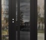 Modern Steel Front Door Diamond C15 68" x 80" black/black mirrored Glass Panel black RHI with 2 Sidelites clear Glass