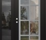 Modern Steel Front Door Diamond C16 50" x 80" black/black clear Glass Panel stainless steel RHI with Sidelite mirrored Glass