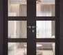 Avanti 3 Lite Clear Vetro Black Apricot Modern Interior Double Swing Doors by Belldinni