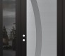 Modern Steel Front Door Diamond C4 52" x 96" black/white frosted Glass Panel stainless steel RHI with Sidelite and Transom mirrored Glass