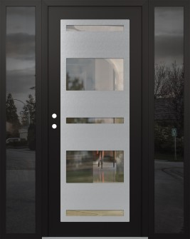Diamond C10 60" x 80" black/black clear Glass Panel stainless steel RHI with 2 Sidelites mirrored Glass
