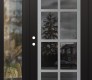 Modern Steel Front Door Diamond C16 50" x 80" black/black mirrored Glass Panel stainless steel RHI with Sidelite clear Glass