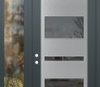 Modern Steel Front Door Diamond C10 50" x 96" anthracite/anthracite mirrored Glass Panel stainless steel RHI with Sidelite and Transom clear Glass