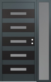 Diamond D9 52" x 80" anthracite/anthracite frosted Glass Panel black LHI with Sidelite frosted Glass