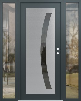 Diamond C4 64" x 80" anthracite/anthracite mirrored Glass Panel stainless steel LHI with 2 Sidelites clear Glass