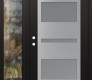 Modern Steel Front Door Diamond C10 48" x 80" black/white frosted Glass Panel stainless steel RHI with Sidelite clear Glass