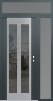 Diamond C14 52" x 96" anthracite/anthracite mirrored Glass Panel stainless steel LHI with Sidelite and Transom frosted Glass