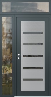 Diamond C7 50" x 96" anthracite/anthracite mirrored Glass Panel stainless steel RHI with Sidelite and Transom clear Glass