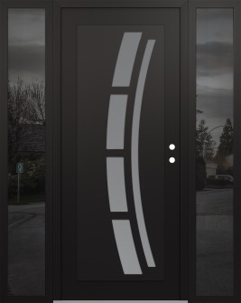 Diamond C12 60" x 80" black/white frosted Glass Panel black LHI with 2 Sidelites mirrored Glass