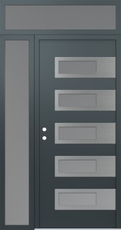 Diamond D3 52" x 96" anthracite/anthracite frosted Glass Panel stainless steel RHI with Sidelite and Transom frosted Glass