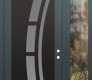 Modern Steel Front Door Diamond C12 50" x 96" anthracite/anthracite frosted Glass Panel black LHI with Sidelite and Transom clear Glass