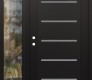 Modern Steel Front Door Diamond C11 50" x 80" black/white frosted Glass Panel black RHI with Sidelite clear Glass