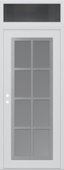 Diamond C16 36" x 96" white/white frosted Glass Panel stainless steel RHI with Transom mirrored Glass