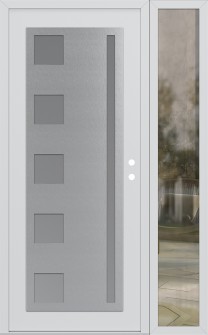 Diamond C3 50" x 80" white/white frosted Glass Panel stainless steel LHI with Sidelite clear Glass
