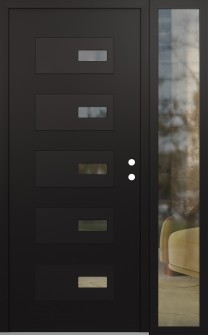 Diamond D7 48" x 80" black/black clear Glass Panel black LHI with Sidelite clear Glass