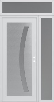 Diamond C4 50" x 96" white/white frosted Glass Panel stainless steel LHI with Sidelite and Transom frosted Glass