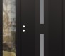 Modern Steel Front Door DIAMOND A6 52" X 80" BLACK/WHITE FROSTED GLASS PANEL BLACK RHI WITH SIDELITE CLEAR GLASS