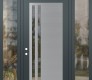 Modern Steel Front Door Diamond C6 64" x 96" anthracite/anthracite clear Glass Panel stainless steel RHI with 2 Sidelites and Transom clear Glass