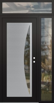 Diamond C13 48" x 96" black/black clear Glass Panel stainless steel LHI with Sidelite and Transom clear Glass
