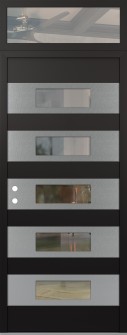 Diamond D5 36" x 96" black/black clear Glass Panel stainless steel RHI with Transom clear Glass