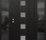 Modern Steel Front Door DIAMOND A12 64" X 80" BLACK/WHITE FROSTED GLASS PANEL BLACK RHI WITH 2 SIDELITES MIRRORED GLASS