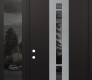 Modern Steel Front Door DIAMOND A3 52" X 96" BLACK/BLACK MIRRORED GLASS PANEL STAINLESS STEEL RHI WITH SIDELITE AND TRANSOM MIRRORED GLASS