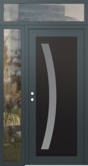 Diamond C4 50" x 96" anthracite/anthracite frosted Glass Panel black RHI with Sidelite and Transom clear Glass