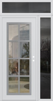 Diamond C16 50" x 96" white/white clear Glass Panel stainless steel LHI with Sidelite and Transom mirrored Glass