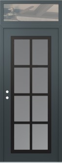 Diamond C16 36" x 96" anthracite/anthracite frosted Glass Panel black RHI with Transom clear Glass