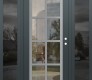 Modern Steel Front Door Diamond C16 64" x 80" anthracite/anthracite clear Glass Panel stainless steel LHI with 2 Sidelites mirrored Glass
