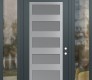 Modern Steel Front Door Diamond C9 64" x 96" anthracite/anthracite frosted Glass Panel stainless steel LHI with 2 Sidelites and Transom clear Glass