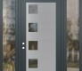 Modern Steel Front Door Diamond C5 60" x 96" anthracite/anthracite clear Glass Panel stainless steel RHI with 2 Sidelites and Transom clear Glass