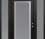 Modern Steel Front Door Diamond C1 64" x 96" black/white frosted Glass Panel stainless steel LHI with 2 Sidelites and Transom frosted Glass