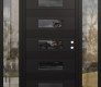 Modern Steel Front Door Diamond D5 60" x 80" black/black mirrored Glass Panel black LHI with 2 Sidelites clear Glass