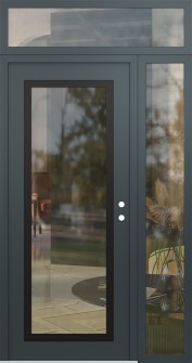 Diamond C1 48" x 96" anthracite/anthracite clear Glass Panel black LHI with Sidelite and Transom clear Glass