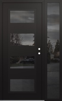 Diamond C2 52" x 80" black/black mirrored Glass Panel black LHI with Sidelite mirrored Glass