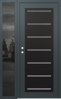 Diamond C11 52" x 80" anthracite/anthracite frosted Glass Panel black RHI with Sidelite mirrored Glass