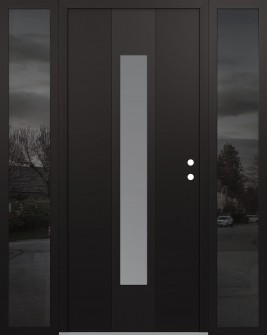 DIAMOND A1 64" X 80" BLACK/WHITE FROSTED GLASS PANEL BLACK LHI WITH 2 SIDELITES MIRRORED GLASS