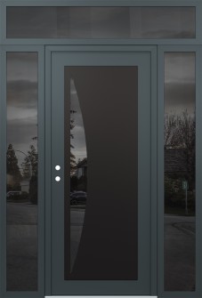Diamond C13 68" x 96" anthracite/anthracite mirrored Glass Panel black RHI with 2 Sidelites and Transom mirrored Glass