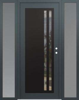 Diamond C6 68" x 80" anthracite/anthracite clear Glass Panel black LHI with 2 Sidelites frosted Glass